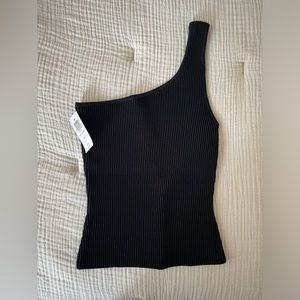 Aritzia Babaton Sculpt Knit One Shoulder Tank Size XS (Black)